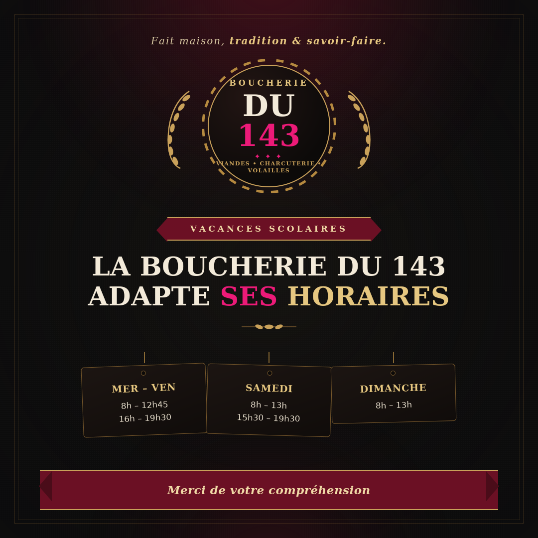 Horaires vacances d'été